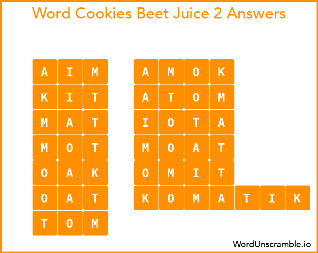 Word Cookies Beet Juice 2 Answers