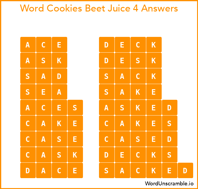 Word Cookies Beet Juice 4 Answers