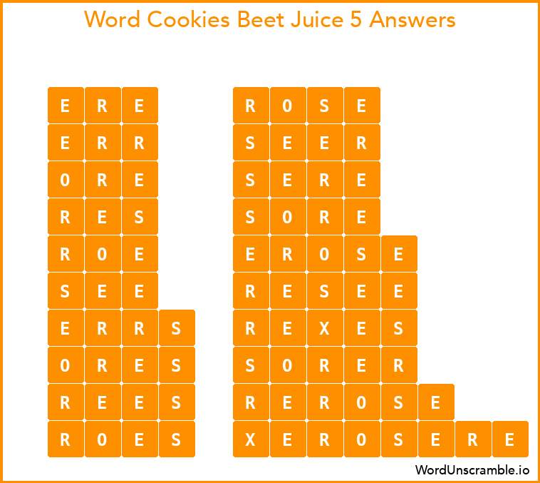 Word Cookies Beet Juice 5 Answers