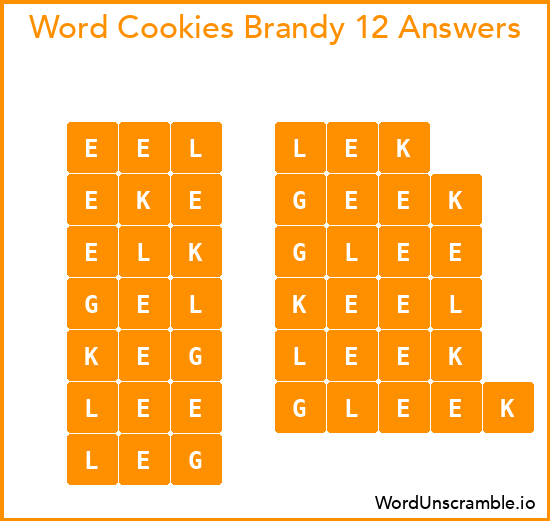 Word Cookies Brandy 12 Answers