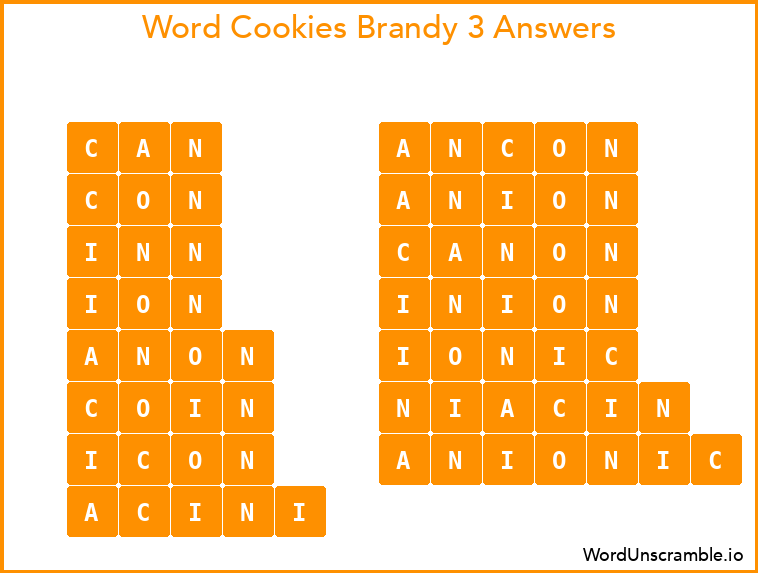 Word Cookies Brandy 3 Answers