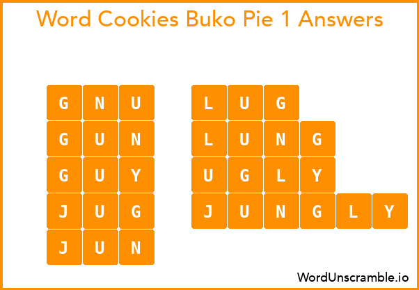 Word Cookies Buko Pie 1 Answers