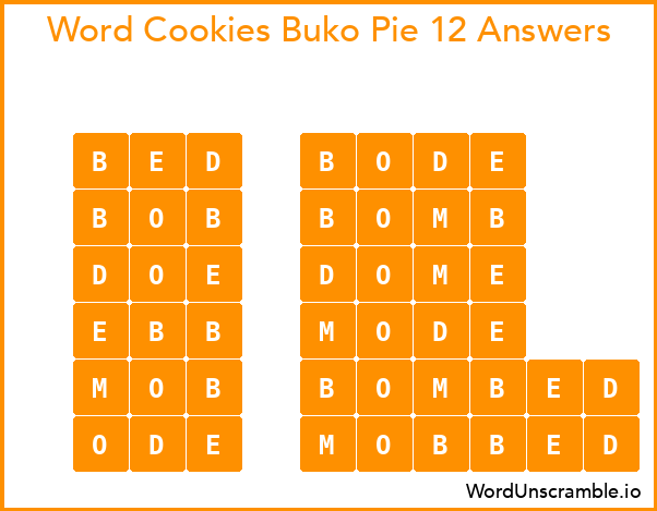 Word Cookies Buko Pie 12 Answers