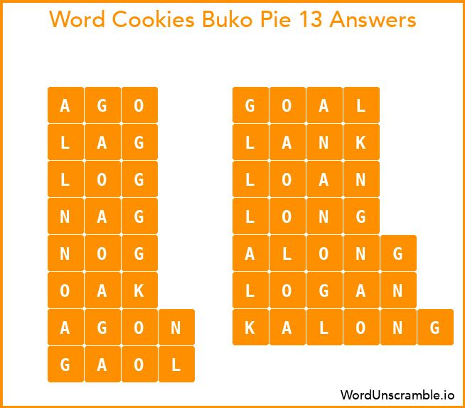 Word Cookies Buko Pie 13 Answers