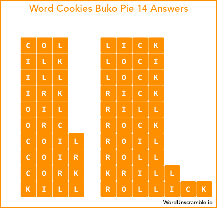 Word Cookies Buko Pie 14 Answers