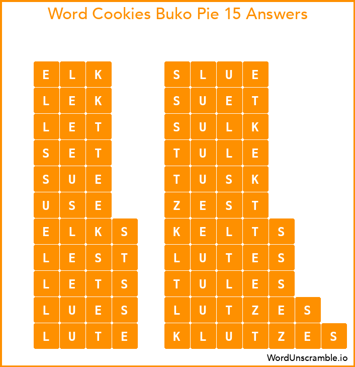 Word Cookies Buko Pie 15 Answers