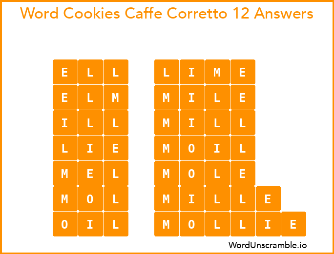 Word Cookies Caffe Corretto 12 Answers