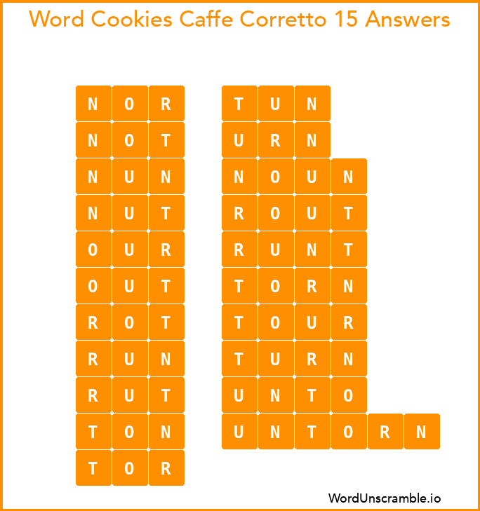Word Cookies Caffe Corretto 15 Answers
