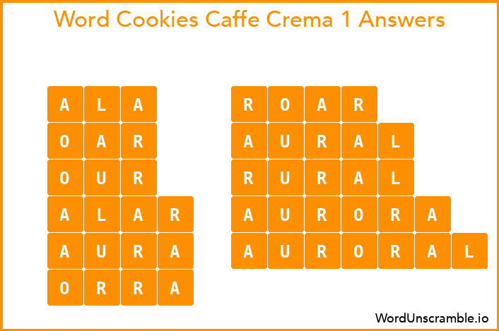 Word Cookies Caffe Crema 1 Answers