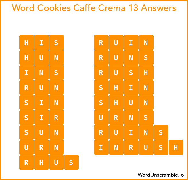 Word Cookies Caffe Crema 13 Answers