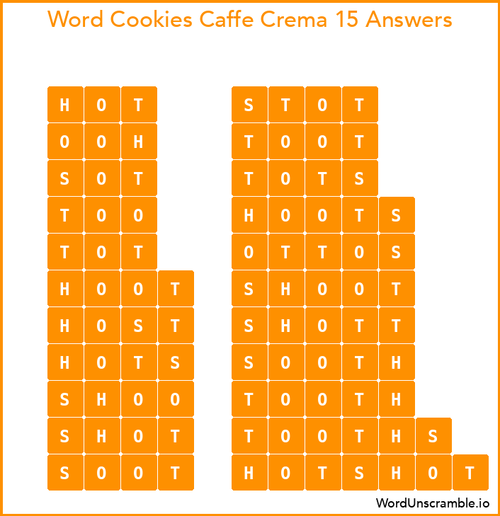 Word Cookies Caffe Crema 15 Answers