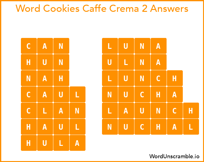 Word Cookies Caffe Crema 2 Answers