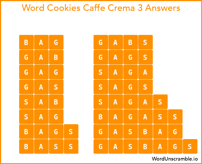 Word Cookies Caffe Crema 3 Answers