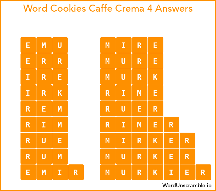 Word Cookies Caffe Crema 4 Answers
