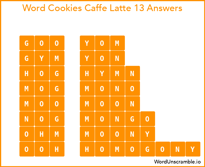 Word Cookies Caffe Latte 13 Answers
