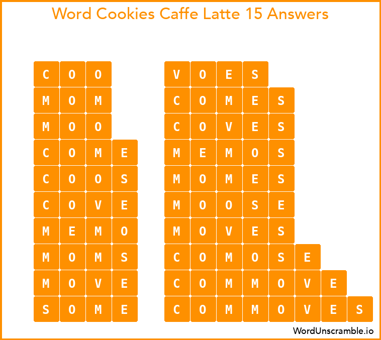 Word Cookies Caffe Latte 15 Answers