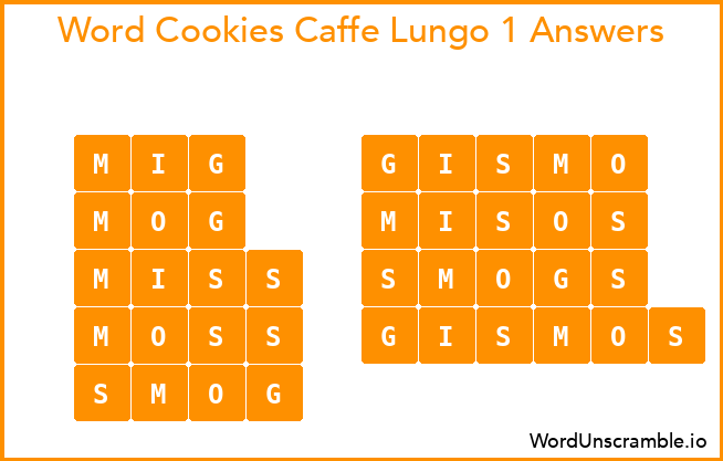 Word Cookies Caffe Lungo 1 Answers
