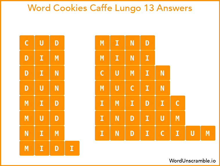 Word Cookies Caffe Lungo 13 Answers