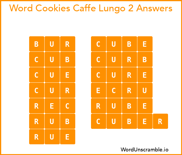 Word Cookies Caffe Lungo 2 Answers