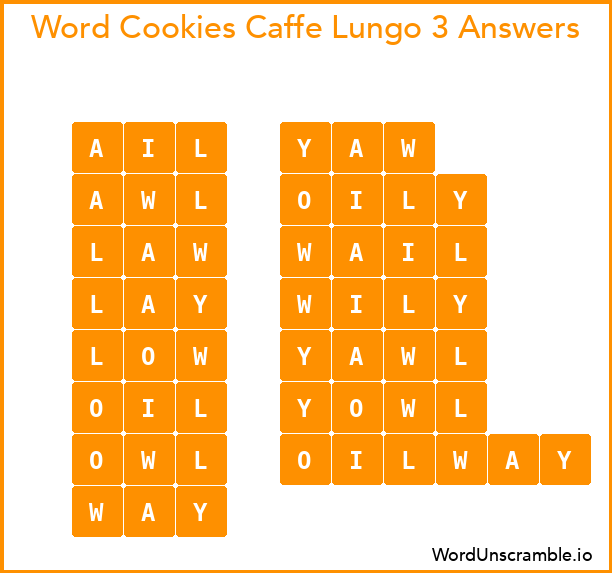 Word Cookies Caffe Lungo 3 Answers