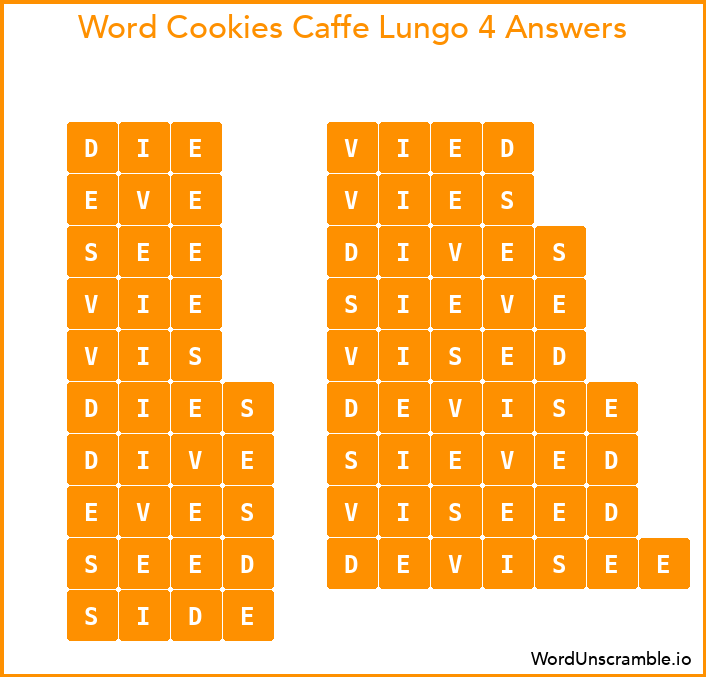 Word Cookies Caffe Lungo 4 Answers