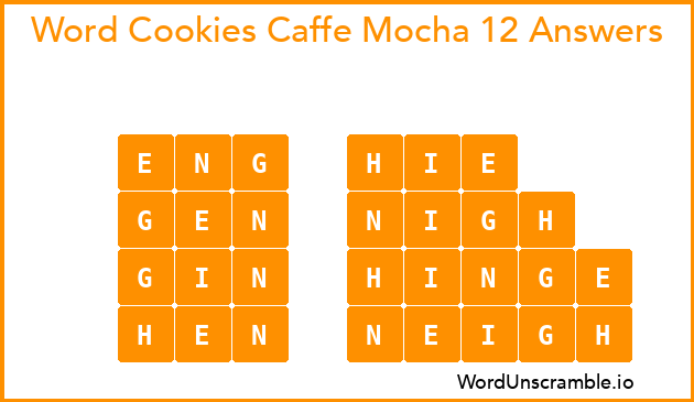 Word Cookies Caffe Mocha 12 Answers