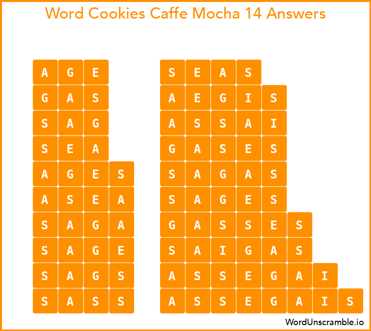 Word Cookies Caffe Mocha 14 Answers