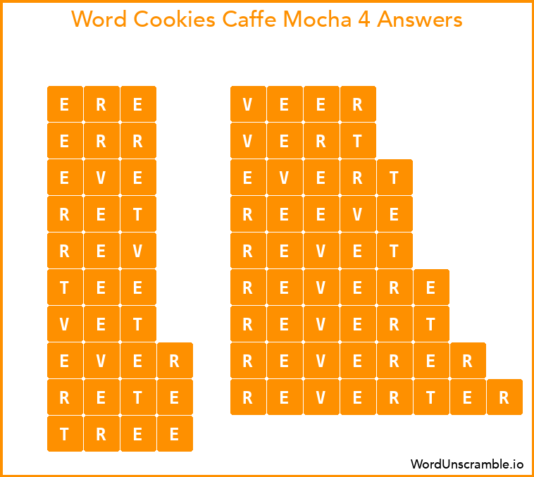 Word Cookies Caffe Mocha 4 Answers
