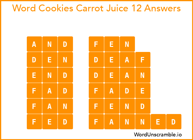 Word Cookies Carrot Juice 12 Answers