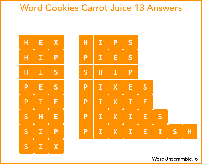 Word Cookies Carrot Juice 13 Answers