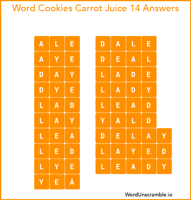 Word Cookies Carrot Juice 14 Answers