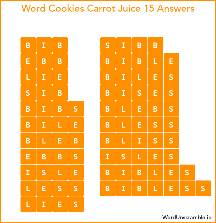 Word Cookies Carrot Juice 15 Answers