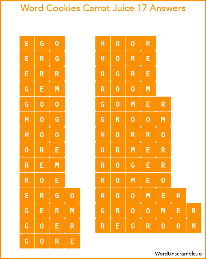 Word Cookies Carrot Juice 17 Answers