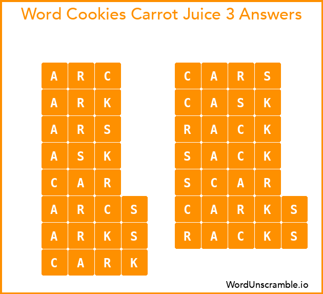 Word Cookies Carrot Juice 3 Answers