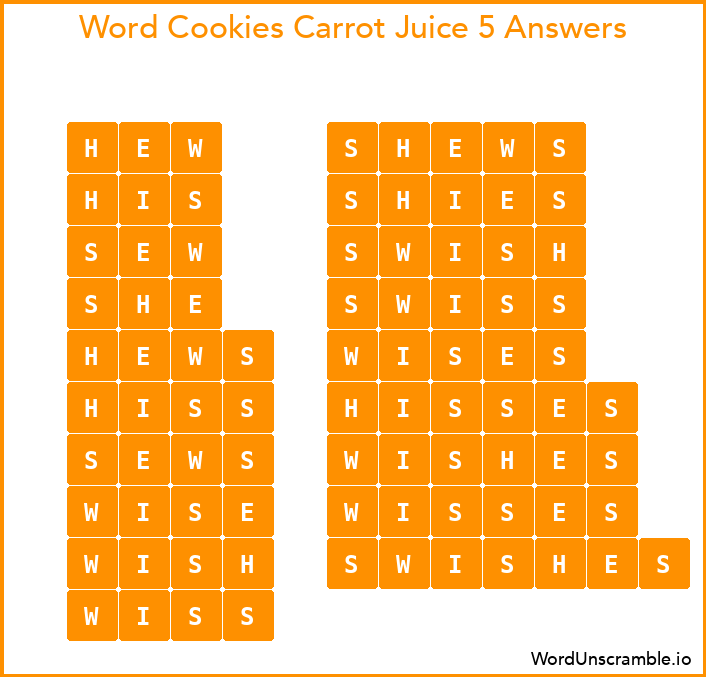 Word Cookies Carrot Juice 5 Answers