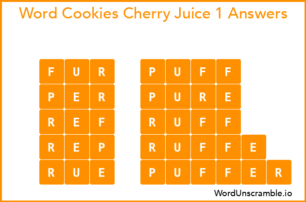 Word Cookies Cherry Juice 1 Answers