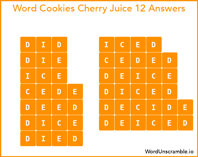 Word Cookies Cherry Juice 12 Answers