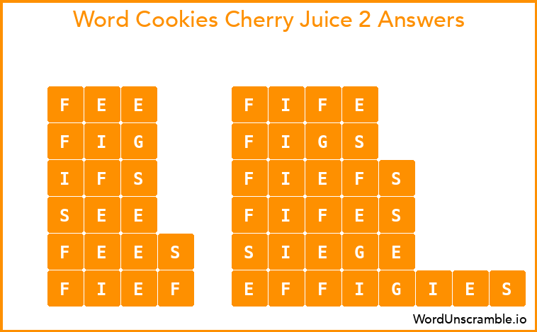 Word Cookies Cherry Juice 2 Answers