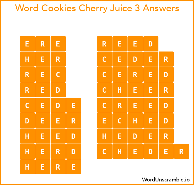 Word Cookies Cherry Juice 3 Answers