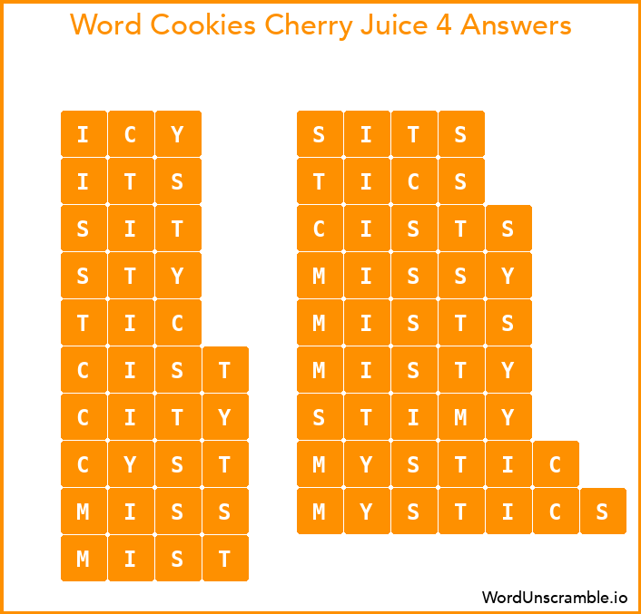 Word Cookies Cherry Juice 4 Answers