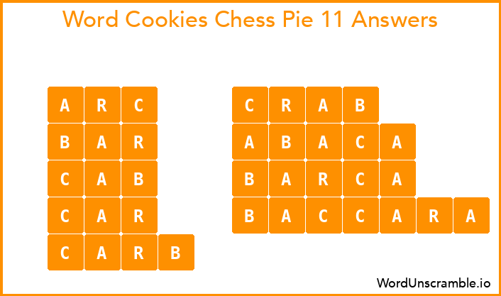 Word Cookies Chess Pie 11 Answers