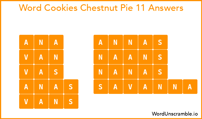 Word Cookies Chestnut Pie 11 Answers