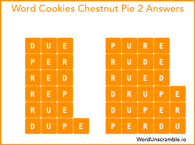 Word Cookies Chestnut Pie 2 Answers
