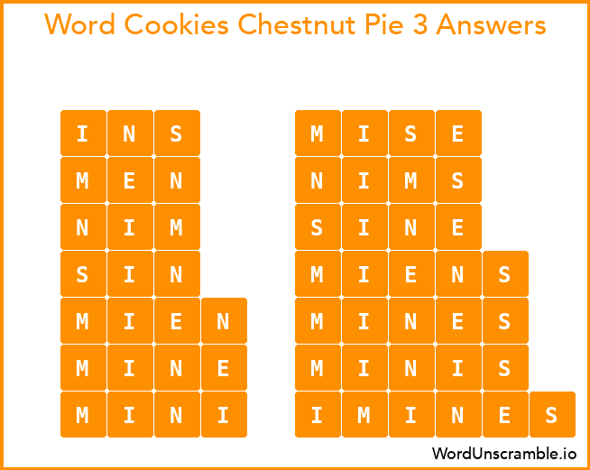 Word Cookies Chestnut Pie 3 Answers