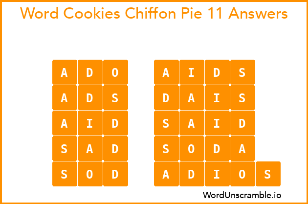 Word Cookies Chiffon Pie 11 Answers