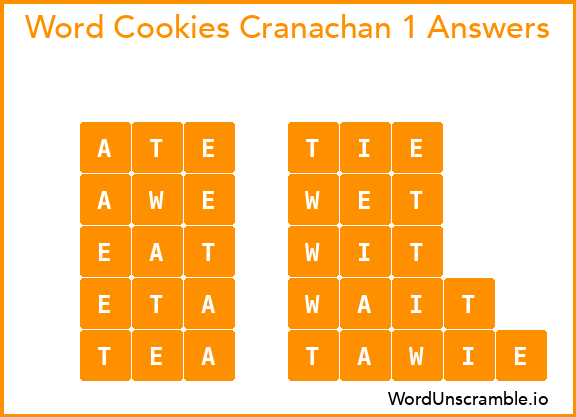 Word Cookies Cranachan 1 Answers