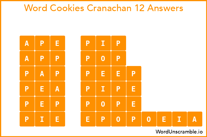 Word Cookies Cranachan 12 Answers