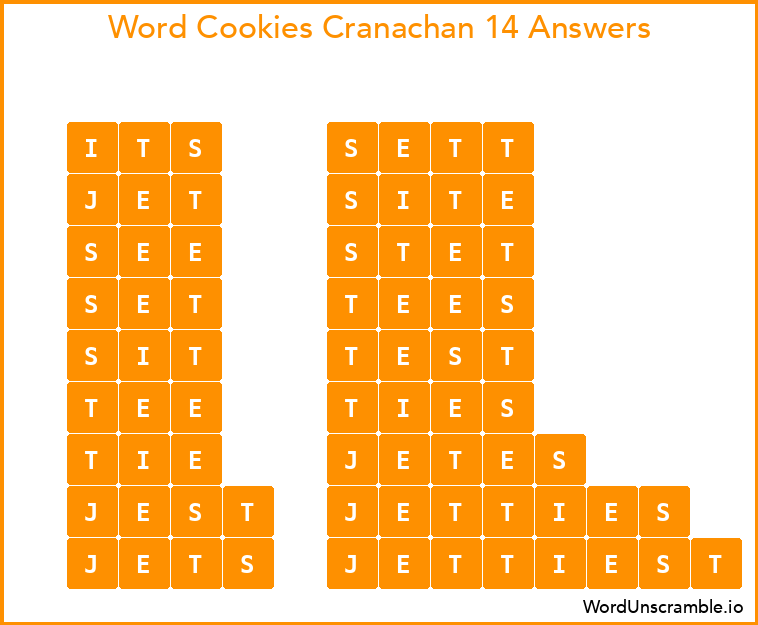 Word Cookies Cranachan 14 Answers