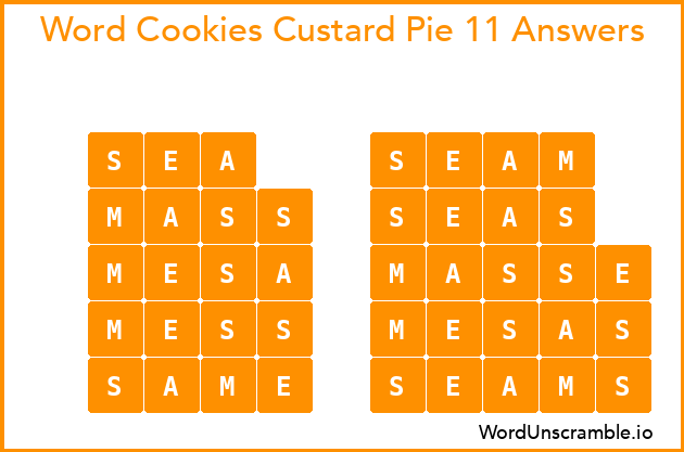 Word Cookies Custard Pie 11 Answers