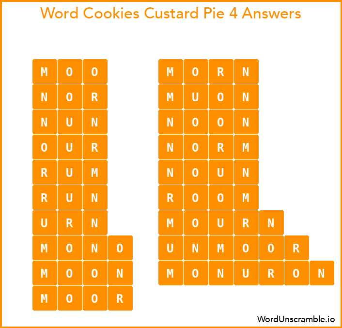 Word Cookies Custard Pie 4 Answers